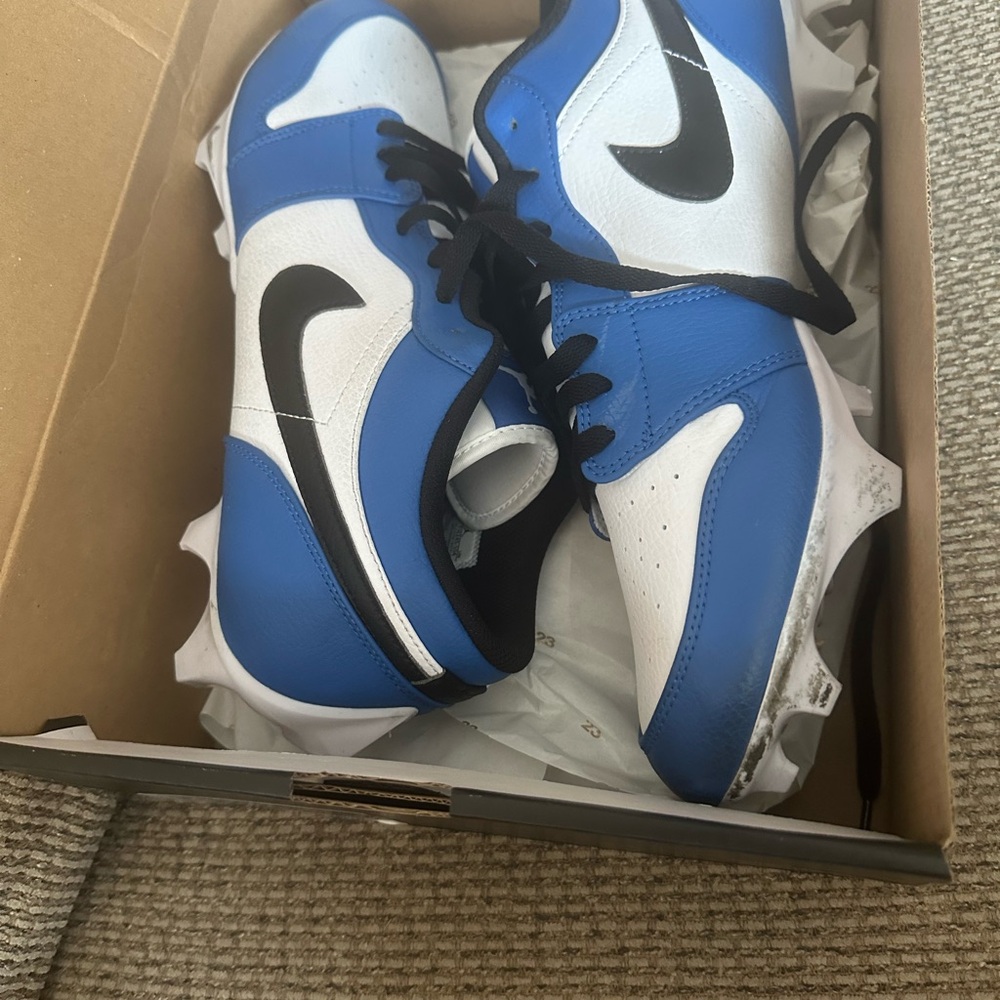 Nike Blue and White Jordan Cleats